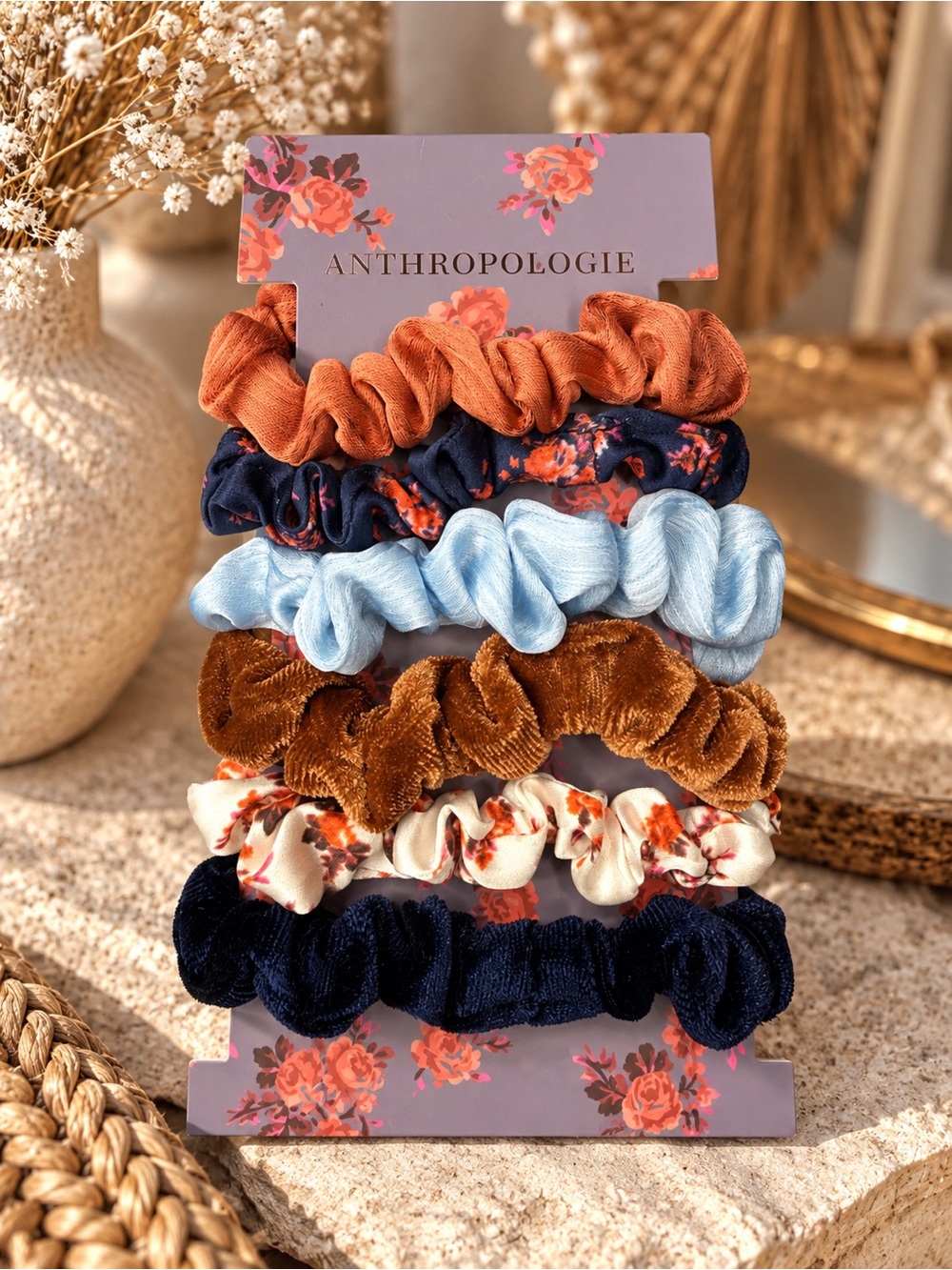 Anthropologie Set of 6 Assorted Boho Scrunchie Hair Ties